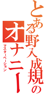 とある野入成規のオナニー（マスターベーション）