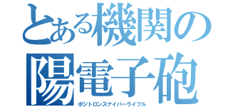 とある機関の陽電子砲（ポジトロンスナイパーライフル）