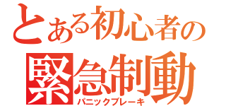 とある初心者の緊急制動（パニックブレーキ）