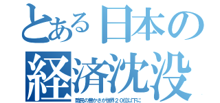 とある日本の経済沈没（酷民の豊かさが世界２０位以下に）