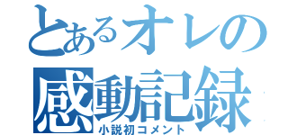 とあるオレの感動記録（小説初コメント）