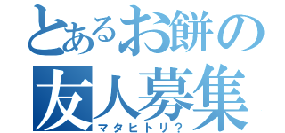 とあるお餅の友人募集（マタヒトリ？）