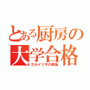 とある厨房の大学合格（カルイツキの幸福）