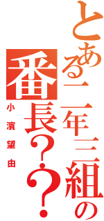 とある二年三組の番長？？（小濱望由）