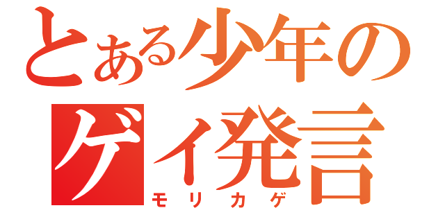 とある少年のゲイ発言（モリカゲ）