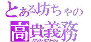 とある坊ちゃんの高貴義務（ノブレス・オブリージュ）