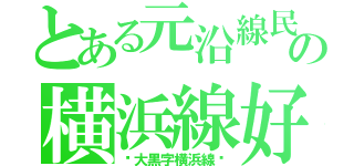 とある元沿線民の横浜線好きの奴（〜大黒字横浜線〜）