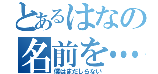 とあるはなの名前を…（僕はまだしらない）