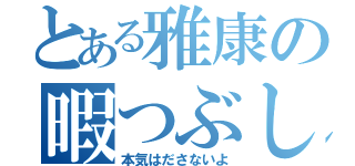 とある雅康の暇つぶし（本気はださないよ）