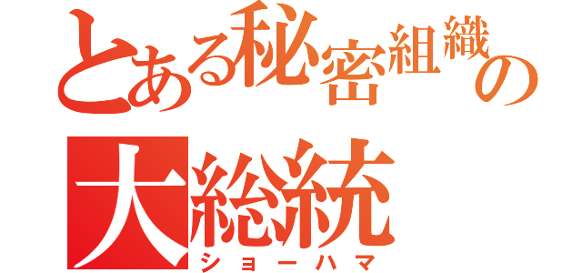 とある秘密組織の大総統（ショーハマ）