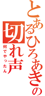 とあるひろあきの切れ声（何でやったん）