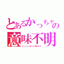 とあるかっちゃんの意味不明（テンション狂うと壊れます）