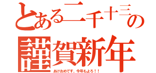 とある二千十三年の謹賀新年（あけおめです。今年もよろ！！）