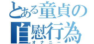 とある童貞の自慰行為（オナニー）