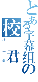 とある字幕组の校訳君（杜王楓）