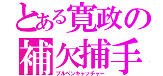 とある寛政の補欠捕手（ブルペンキャッチャー）