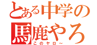 とある中学の馬鹿やろ（このヤロ～）