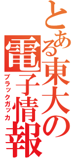 とある東大の電子情報（ブラックガッカ）