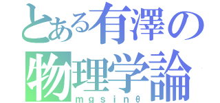 とある有澤の物理学論（ｍｇｓｉｎθ）