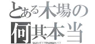 とある木場の何其本当（なんだって！？それは本当かい！？）