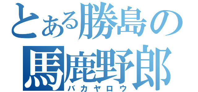 とある勝島の馬鹿野郎（バカヤロウ）