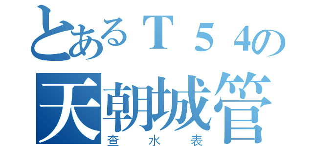 とあるＴ５４の天朝城管（查水表）