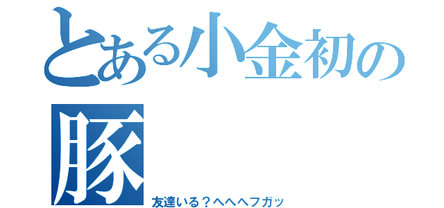 とある小金初の豚（友達いる？へへへフガッ）