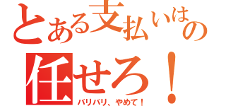 とある支払いはの任せろ！（バリバリ、やめて！）