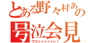 とある野々村あの号泣会見（ウワァァァァァン！）