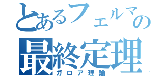 とあるフェルマーの最終定理（ガロア理論）