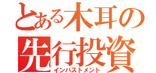 とある木耳の先行投資（インバストメント）