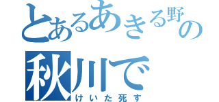 とあるあきる野市の秋川で（けいた死す）