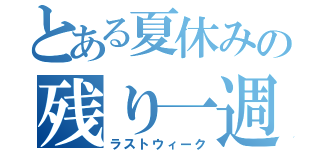 とある夏休みの残り一週間（ラストウィーク）