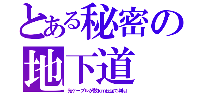 とある秘密の地下道（光ケーブルが数ｋｍ迂回で判明）