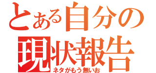 とある自分の現状報告（ネタがもう無いお）