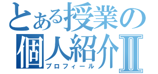 とある授業の個人紹介Ⅱ（プロフィール）