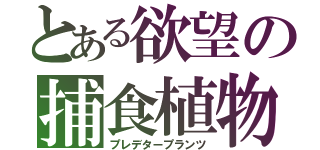 とある欲望の捕食植物（プレデタープランツ）