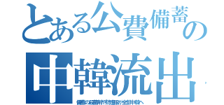 とある公費備蓄の中韓流出（備蓄の殺菌剤や防護服が全部中韓へ）