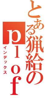 とある猟給のｐｌｏｆｉｌｅ（インデックス）