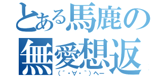 とある馬鹿の無愛想返事（（´・∀・｀）ヘー）