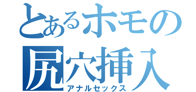 とあるホモの尻穴挿入（アナルセックス）