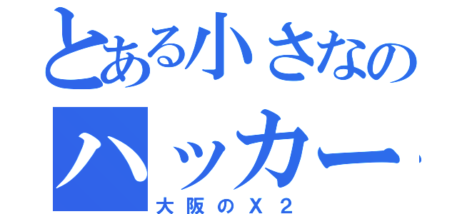 とある小さなのハッカー（大阪のＸ２）