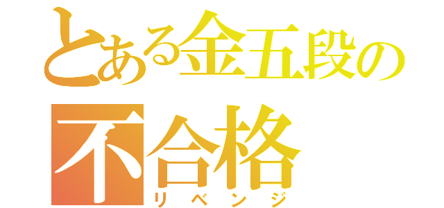 とある金五段の不合格（リベンジ）