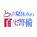 とある夏休みの自宅警備員（ニート）