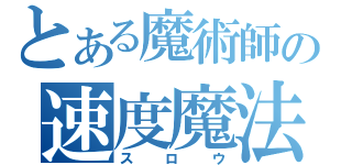 とある魔術師の速度魔法（スロウ）