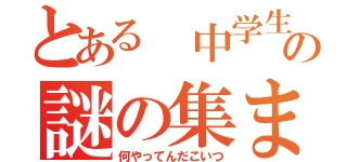 とある 中学生の謎の集まり（何やってんだこいつ）