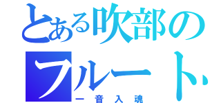 とある吹部のフルートパート（一音入魂）