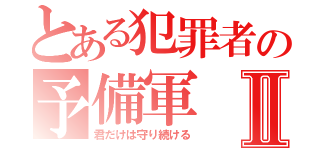 とある犯罪者の予備軍Ⅱ（君だけは守り続ける）