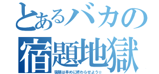 とあるバカの宿題地獄（宿題は早めに終わらせよう☆）