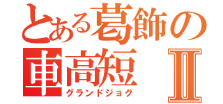 とある葛飾の車高短Ⅱ（グランドジョグ）